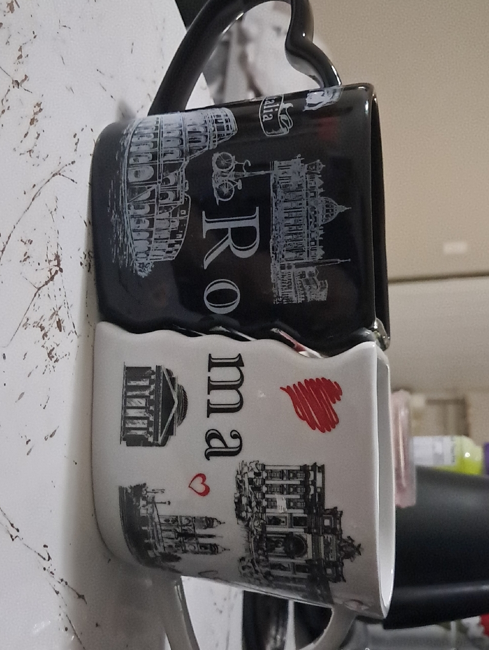 Black and White Rome Ceramic Mug Set - Unbranded
